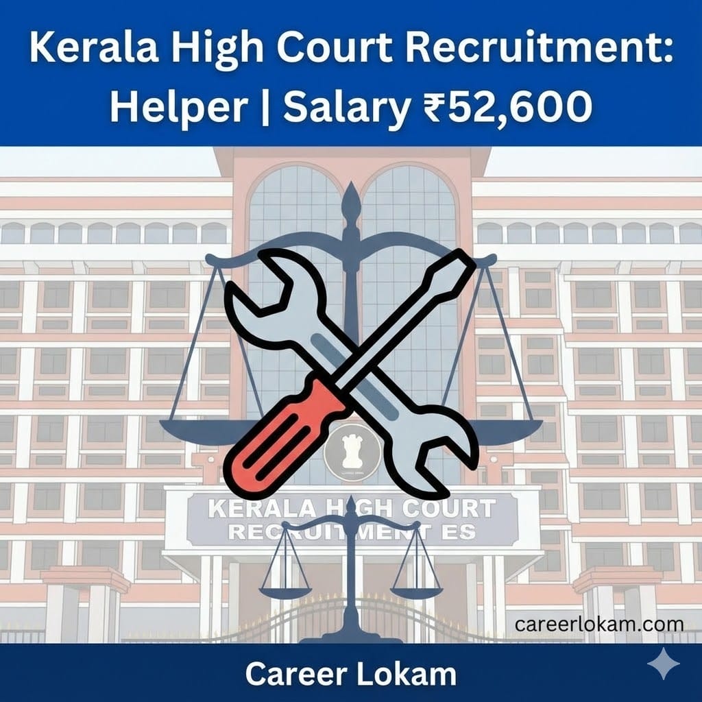 കേരള ഹൈക്കോടതിയിൽ ഹെൽപ്പർ ഒഴിവ്; പത്താം ക്ലാസ്സും ITIയും ഉള്ളവർക്ക് അപേക്ഷിക്കാം; ശമ്പളം 52,600 രൂപ വരെ