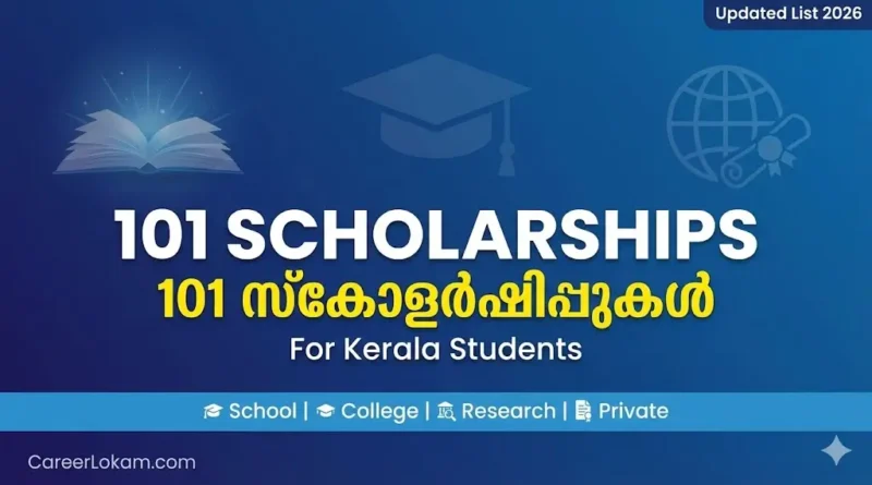 101 Scholarships for Kerala Students - Complete list of School, College, and Private scholarships 2026 by Career Lokam