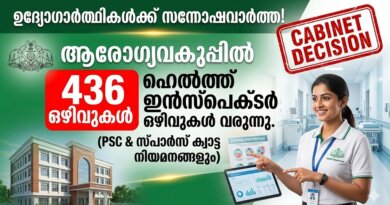Kerala Health Inspector Recruitment 2026 cabinet approval for 436 new vacancies and sports quota jobs