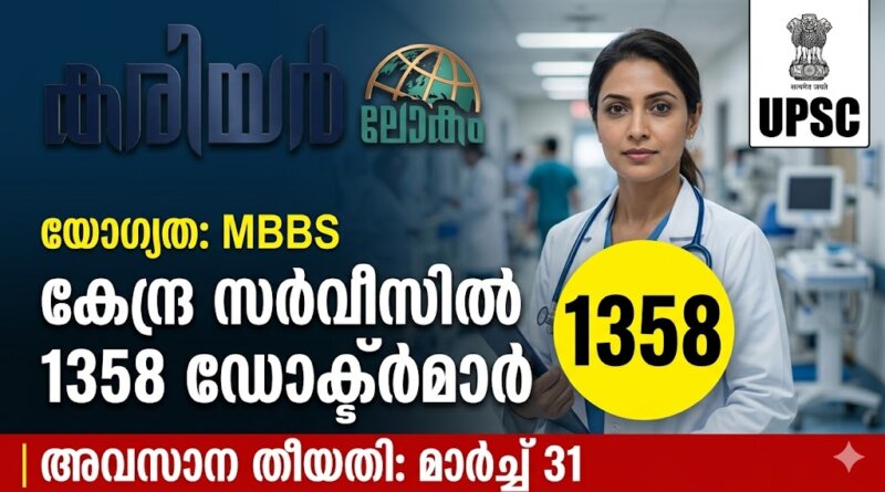 Notification details of UPSC CMS Recruitment 2026 for doctors in Malayalam