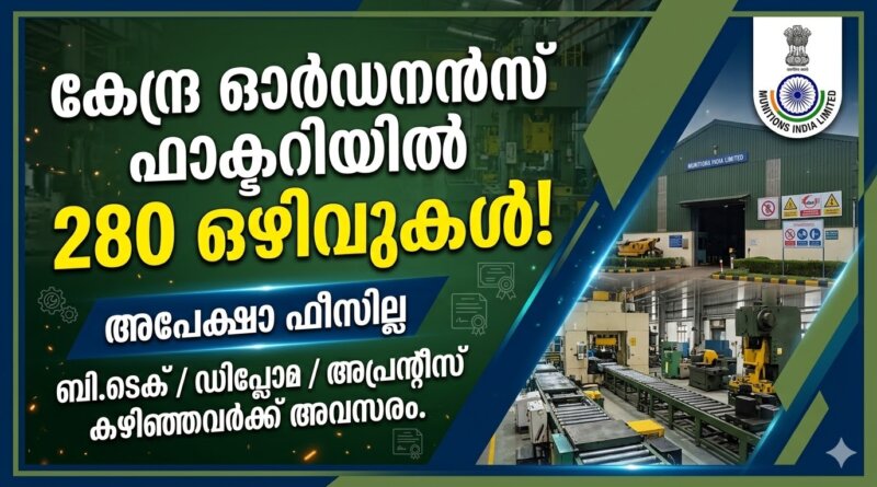 Ordnance Factory Itarsi Recruitment 2026 offline application details for 280 vacancies