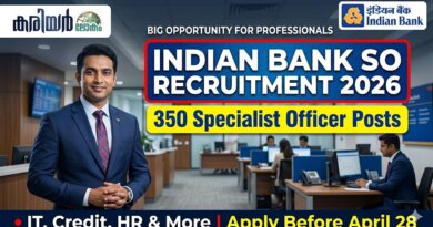 Indian Bank SO Recruitment 2026: ഇന്ത്യൻ ബാങ്കിൽ 350 സ്പെഷ്യലിസ്റ്റ് ഓഫീസർ ഒഴിവുകൾ | Apply Online