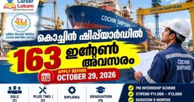 Cochin Shipyard Internship 2026 Cochin Shipyard Limited 163 internship vacancies under Prime Minister Internship Scheme 2026 for SSLC, ITI, diploma and graduate candidates.